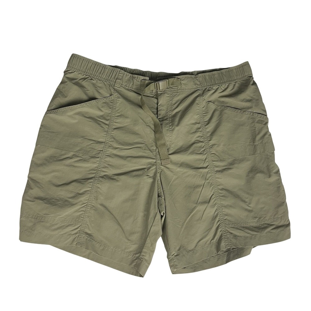Eddie Bauer Mens Nylon Cargo Shorts XXL Khaki  Green Outdoor Hiking  Belted